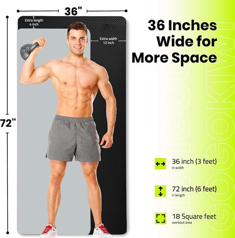 Extra Wide Yoga Mat for Men Women (72"L x 36"W) Non Slip Fitness & Exercise Mat with Alignment Marks for Yoga, Pilates, Floor Workouts in Saudi Arabia