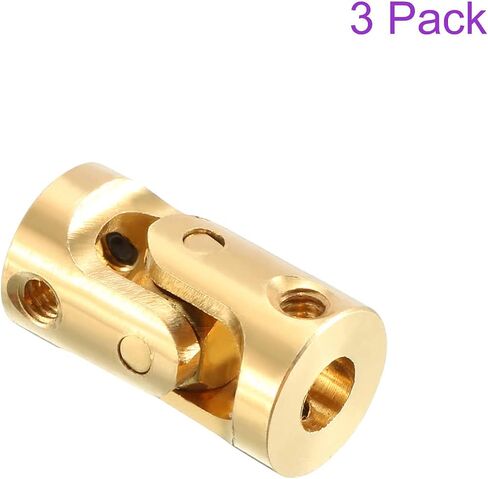 DMiotech 2 Pack 3mm to 3mm Rotatable Universal Steering Shaft U Joint Coupler L13 x D7 Gold Tone in Saudi Arabia
