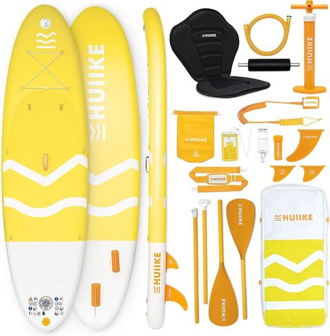 Inflatable Paddle Board with Premium Accessories - HUIIKE | Inflatable Paddle Boards for Adults with 2-in-1 Paddle, Kayak Seat | Stand Up Paddle Board Inflatable Great Stability Resistance | Sup Board in Saudi Arabia