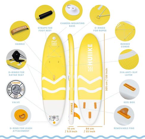 Inflatable Paddle Board with Premium Accessories - HUIIKE | Inflatable Paddle Boards for Adults with 2-in-1 Paddle, Kayak Seat | Stand Up Paddle Board Inflatable Great Stability Resistance | Sup Board in Saudi Arabia