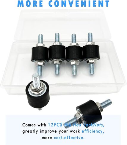 M6 Rubber Isolator Mounts with Studs Air Compressor Pump Shock Absorbers Anti-Vibration Silentblock Generator Motor Mounts Car Boat Bobbins Shock Dampers, 6 Pack M6X18mm 20X15mm, 12pcs M6 LockNuts in Kuwait