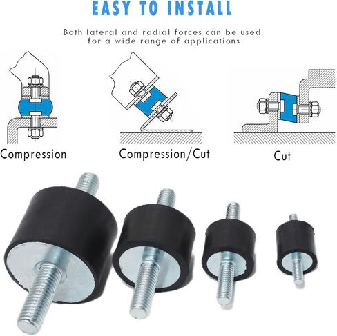 M6 Rubber Isolator Mounts with Studs Air Compressor Pump Shock Absorbers Anti-Vibration Silentblock Generator Motor Mounts Car Boat Bobbins Shock Dampers, 6 Pack M6X18mm 20X15mm, 12pcs M6 LockNuts in Kuwait