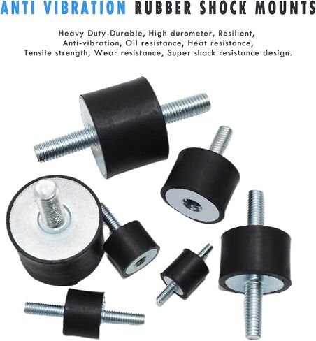 M8 Rubber Studs Shock Absorber Anti-Vibration Isolator Mounts Rubber Cylindrical Vibration Isolation Mount for Air Compressors Garage Motor Diesel Engines, 4 Pack M8 x 23 30x 20mm, 8pcs LockNuts in Kuwait