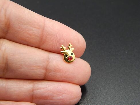 925 Sterling Silver Christmas reindeer Rudolph the red nosed reindeer Crystal Nose Stud Earrings 33415 (Nickel Free Hypoallergenic) in Saudi Arabia