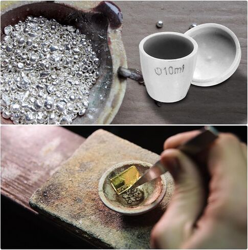 بوتقة بورسلين معمل من باتيكل مع غطاء سعة 10 مل لفصول المختبر لتسخين المركبات الكيميائية، 15 قطعة، أبيض in Kuwait