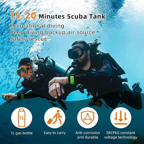 1L Portable Scuba Diving Tank,Portable Scuba Tank for 15-20 Minutes Underwater Breathing,Reusable Mini Scuba Tank in Saudi Arabia