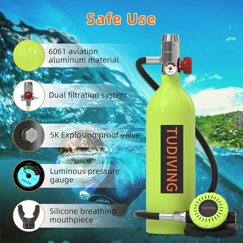 1L Portable Scuba Diving Tank,Portable Scuba Tank for 15-20 Minutes Underwater Breathing,Reusable Mini Scuba Tank in Saudi Arabia