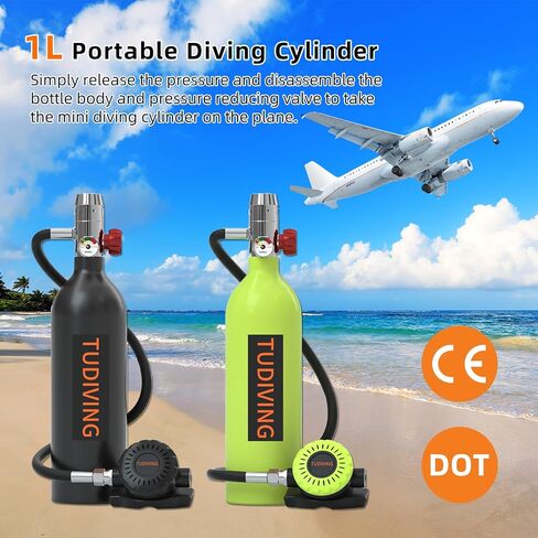1L Portable Scuba Diving Tank,Portable Scuba Tank for 15-20 Minutes Underwater Breathing,Reusable Mini Scuba Tank in Saudi Arabia