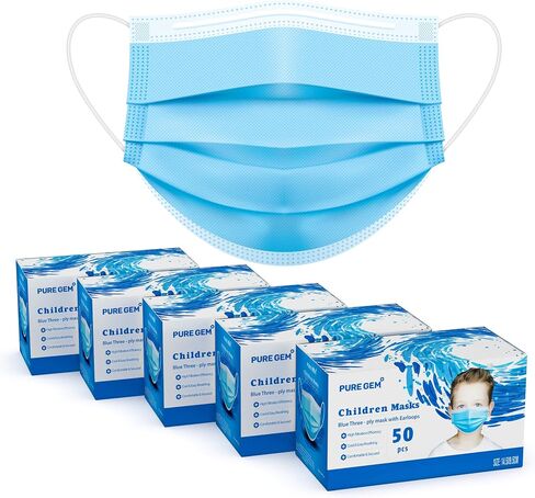 PURE GEM Premium Pack of Children's Size Disposable Kids Face Mask, Boys and Girls, Bulk Pack 3-Ply Mask For School in Kuwait