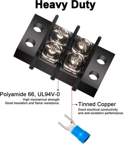 MILAPEAK Terminal Block - 2 Pack 2 Positions 200v-450v 20-30A Dual Row Screw Terminals Strip + 8 PCS Copper Wire Fork Connectors in Saudi Arabia