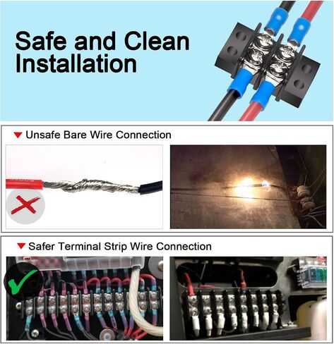 MILAPEAK Terminal Block - 2 Pack 2 Positions 200v-450v 20-30A Dual Row Screw Terminals Strip + 8 PCS Copper Wire Fork Connectors in Saudi Arabia
