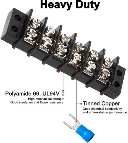 MILAPEAK Terminal Block - 2 Pack 2 Positions 200v-450v 20-30A Dual Row Screw Terminals Strip + 8 PCS Copper Wire Fork Connectors in Saudi Arabia
