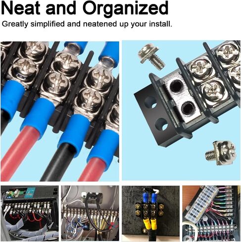 MILAPEAK Terminal Block - 2 Pack 2 Positions 200v-450v 20-30A Dual Row Screw Terminals Strip + 8 PCS Copper Wire Fork Connectors in Saudi Arabia