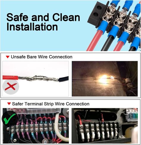 MILAPEAK Terminal Block - 2 Pack 2 Positions 200v-450v 20-30A Dual Row Screw Terminals Strip + 8 PCS Copper Wire Fork Connectors in Saudi Arabia