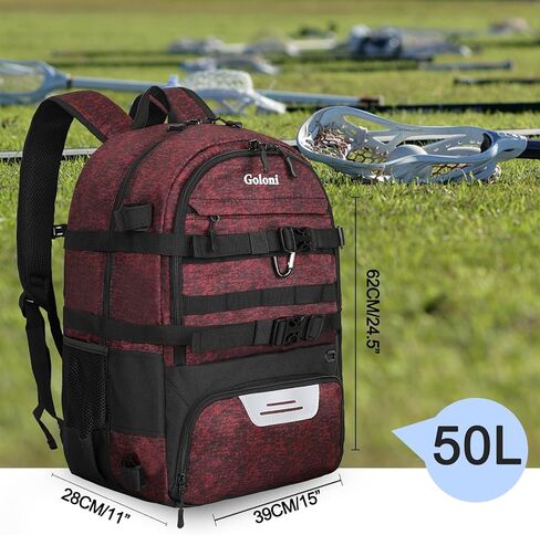 Goloni Lacrosse Equipment Backpack with Two Sticks holder and Separate Cleats Compartment Field Hockey Bag in Kuwait