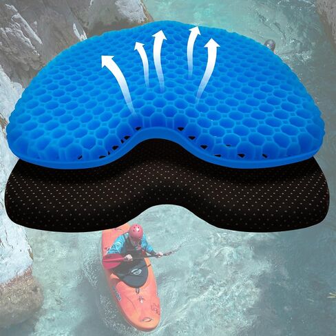 Kayak Seat Cushion, Thicken Anti Slip Waterproof Gel Kayak Seat, Portable Canoe Rowing Rubber Dinghy Pad for Stadium Sit in Kayak Inflatable Fishing Kayak Canoe Kayak Accessories in Kuwait