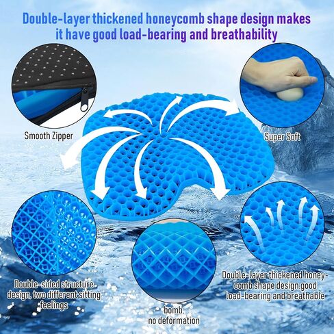 Kayak Seat Cushion, Thicken Anti Slip Waterproof Gel Kayak Seat, Portable Canoe Rowing Rubber Dinghy Pad for Stadium Sit in Kayak Inflatable Fishing Kayak Canoe Kayak Accessories in Kuwait