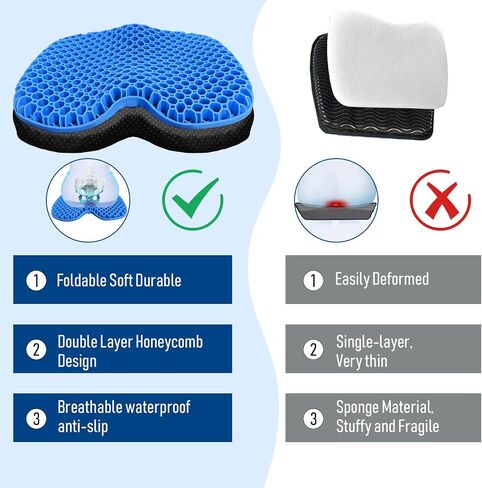 Kayak Seat Cushion, Thicken Anti Slip Waterproof Gel Kayak Seat, Portable Canoe Rowing Rubber Dinghy Pad for Stadium Sit in Kayak Inflatable Fishing Kayak Canoe Kayak Accessories in Kuwait