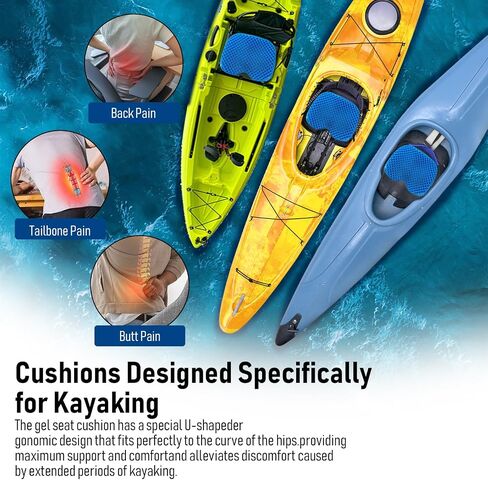 Kayak Seat Cushion, Thicken Anti Slip Waterproof Gel Kayak Seat, Portable Canoe Rowing Rubber Dinghy Pad for Stadium Sit in Kayak Inflatable Fishing Kayak Canoe Kayak Accessories in Kuwait