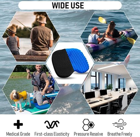 Kayak Seat Cushion, Thicken Anti Slip Waterproof Gel Kayak Seat, Portable Canoe Rowing Rubber Dinghy Pad for Stadium Sit in Kayak Inflatable Fishing Kayak Canoe Kayak Accessories in Kuwait