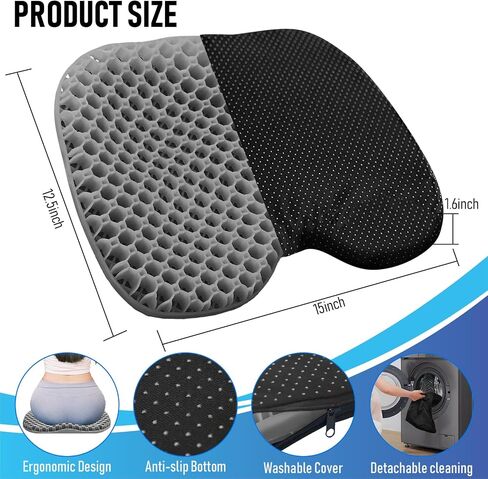 Kayak Seat Cushion, Thicken Anti Slip Waterproof Gel Kayak Seat, Portable Canoe Rowing Rubber Dinghy Pad for Stadium Sit in Kayak Inflatable Fishing Kayak Canoe Kayak Accessories in Kuwait