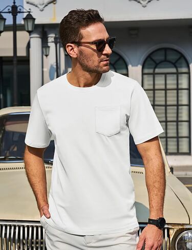 TACVASEN Mens Pocket T Shirts Cotton Short Sleeve Moisture Wicking Casual Crew Neck Tshirts in Kuwait