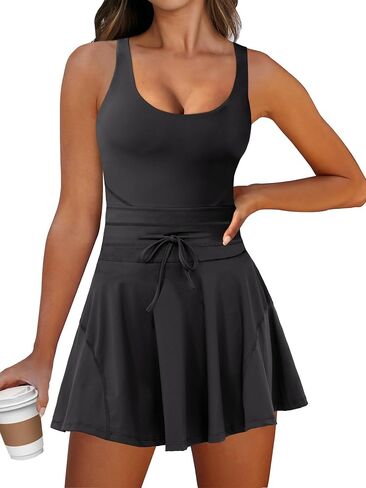 Caracilia Womens Tennis Workout Mini Dress Active Golf Sports Romper Built in Shorts 2025 Summer Athletic Exercise Outfits in Saudi Arabia