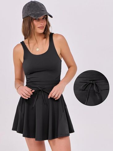 Caracilia Womens Tennis Workout Mini Dress Active Golf Sports Romper Built in Shorts 2025 Summer Athletic Exercise Outfits in Saudi Arabia