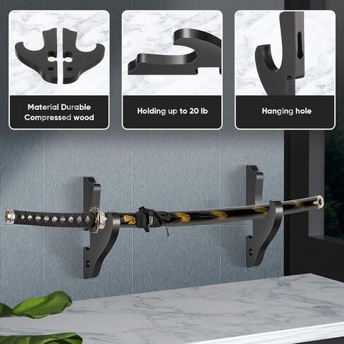 6 Pieces Sword Hook Wall Mount Samurai Sword Hanger for Wall Adjustable Wooden Sword Rack Decorative Katana Holder Martial Arts Weapon Stands Display with 6 Pcs Nails for Saber Tanto Rapier Cosplay in Kuwait