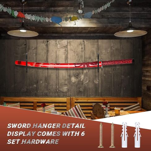6 Pieces Sword Hook Wall Mount Samurai Sword Hanger for Wall Adjustable Wooden Sword Rack Decorative Katana Holder Martial Arts Weapon Stands Display with 6 Pcs Nails for Saber Tanto Rapier Cosplay in Kuwait