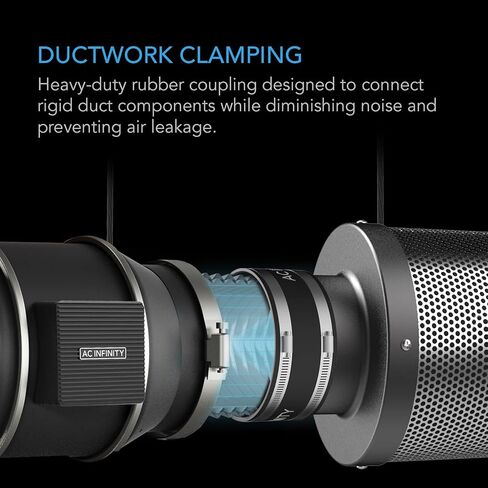 AC Infinity Noise Reduction Clamp 4-Inch, Duct Coupler with Stainless Steel Clamps, Flexible Rubber Coupling for Inline Fans and Carbon Filters in Growing and HVAC in Kuwait