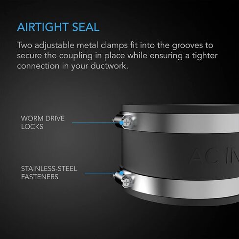 AC Infinity Noise Reduction Clamp 4-Inch, Duct Coupler with Stainless Steel Clamps, Flexible Rubber Coupling for Inline Fans and Carbon Filters in Growing and HVAC in Kuwait