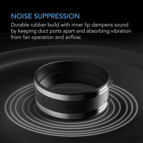 AC Infinity Noise Reduction Clamp 4-Inch, Duct Coupler with Stainless Steel Clamps, Flexible Rubber Coupling for Inline Fans and Carbon Filters in Growing and HVAC in Kuwait
