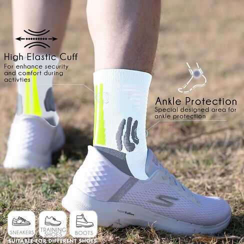 BRISIRA Coolmax Bamboo Compression Running Socks 3 Pack Quarter Cushioned Athletic Moisture Wicking Anti Blister&Sweat&Odor in Kuwait