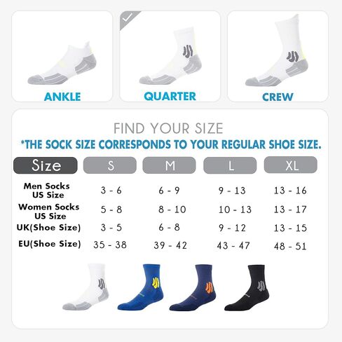 BRISIRA Coolmax Bamboo Compression Running Socks 3 Pack Quarter Cushioned Athletic Moisture Wicking Anti Blister&Sweat&Odor in Kuwait