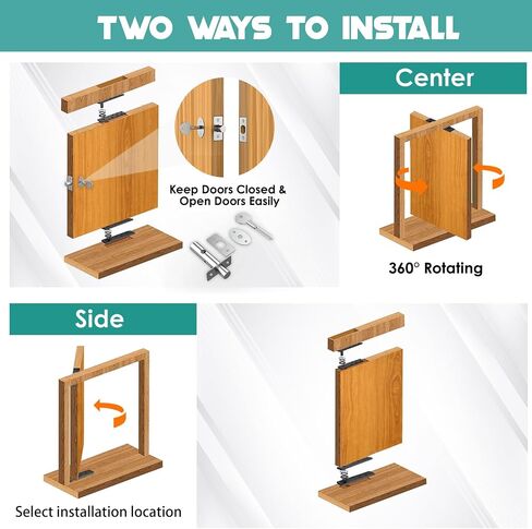 Black Pisman Door Pivot Hinges, Hidden Door Hinge and Heavy Duty Door Hinge with Hidden Door Lock for Wood Secret Door, Hidden Door Bookcase, 360 Degree Rotation (Advanced Lock Style, Medium) in Kuwait