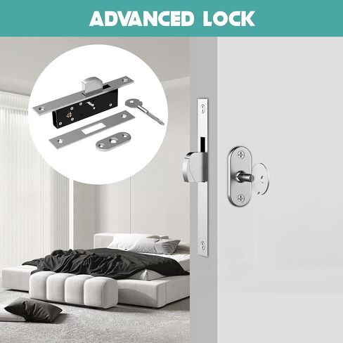 Black Pisman Door Pivot Hinges, Hidden Door Hinge and Heavy Duty Door Hinge with Hidden Door Lock for Wood Secret Door, Hidden Door Bookcase, 360 Degree Rotation (Advanced Lock Style, Medium) in Kuwait