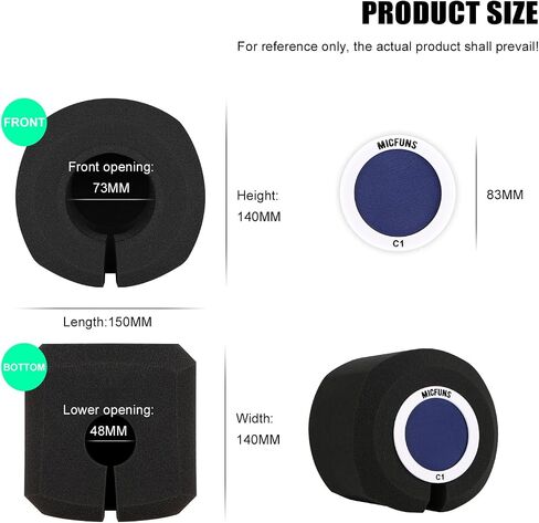 C1 Professional Microphone Windscreen Wind Shield Pop Filter, Acoustic Filter for 1.77 inch-2.36 inch Recording Studios Microphones (Blue) in Saudi Arabia