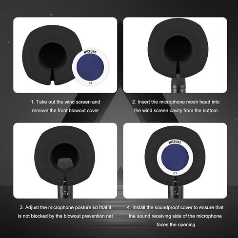 C1 Professional Microphone Windscreen Wind Shield Pop Filter, Acoustic Filter for 1.77 inch-2.36 inch Recording Studios Microphones (Blue) in Saudi Arabia