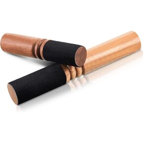 Nuanchu 2 Pieces Tibetan Singing Bowl Mallet Suede Wooden Striker Leather Wrapped Meditation Mallet Sound Bowl Stick Buddha Musical Instruments for Buddhist Meditation Yoga Chime (Black and Brown)