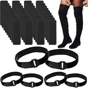 6 Pcs Knee Boot Straps Adjustable Elastic Belts, Thigh High Boots Tape with 36 Pieces Adhesive Tape Hook Sticker Not Fall Off Strap Women Boots Fixed Belt for Knee High Boots