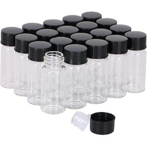 20ml Clear Glass Sample Vials, Liquid Sampling Sample Glass Bottle, With Screw Caps, Plastic Stoppers, Leak-Proof Vial, Small Lab Sample Vials with Lids. (24 Pcs)