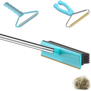 Carpet Rake - 60" Long Handle Pet Hair Removal Rubber Broom with Metal Fabric Edge Design,Carpet Broom,Metal Hair Remover and Multi-Functional Hair Remover(3 pcs)