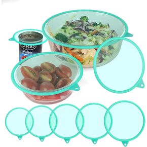 Silicone Lids for Food Storage, Lock in Freshness Silicone Food Reusable Bowl Covers, 5PCS Microwave Splatter Cover for Bowl, Canned, Cups, Round Container, Food Safe Easy Use and Storage