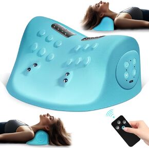 Neck Massager, Neck and Shoulder Relaxer with Heat, 3 Modes, Portable Neck Pillows for Pain Relief and Muscle Relax, 26° Angle Cervical Traction Device for Back, Neck and Shoulder