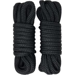Rainier Supply Co. Boat Dock Lines & Rope -2pk 15ft x 3/8" or 25ft x 1/2", Boat Ropes for docking - Premium Double Braided Nylon Dock Rope - Mooring Line with 12" Eyelet - Boat Rope - Black
