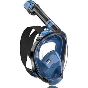 QingSong Full Face Snorkel Mask for Adults, Snorkeling Gear with Camera Mount, Foldable 180 Degree Panoramic View Snorkeling Set Anti-Fog Anti-Leak