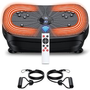 Vibration Plate Exercise Machine, PBYRD Portable Full Body Vibration Platform for Lymphatic Drainage, 9 Preset Auto Mode, Fitness Board for Weight Loss Shaping, with Resistance Bands, 99 Levels