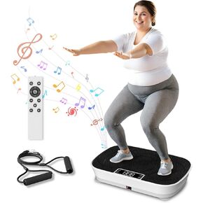 Vibration Plate Exercise Machine - Bluetooth Music & 400LBS Capacity Vibration Plate for Lymphatic Drainage & Weight Loss with 99 Speed Levels, Whole Body Waver Vibration Plate for Home Fitness