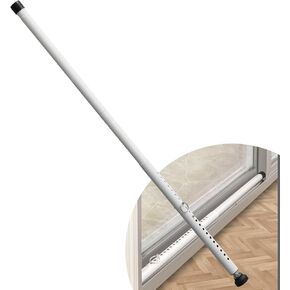 DIIG Sliding Door Security Bar，17.7-50.5inch Adjustable Locking Window Safety Bar with Rubber Tips,Diameter 1inch Window Security Bar for Home Apartment （White）